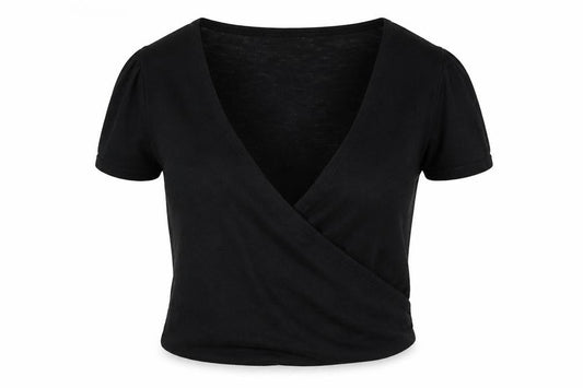 Wallis Petite Black Wrap Jumper - Women's M Knit V-Neck