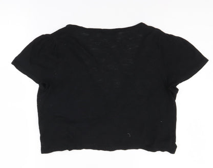 Wallis Petite Black Wrap Jumper - Women's M Knit V-Neck