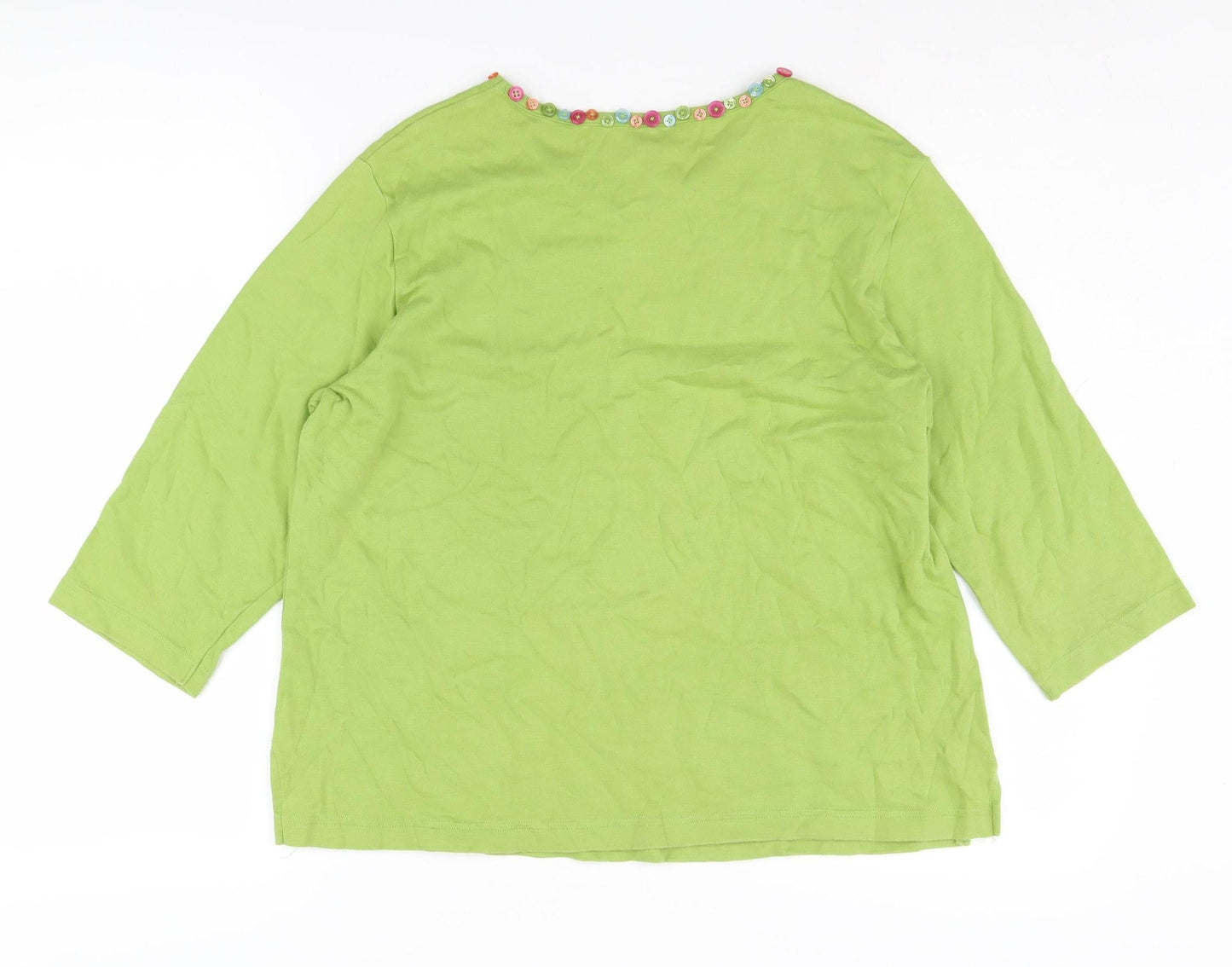 The Quacker Factory Green Women's V-Neck Top in Large