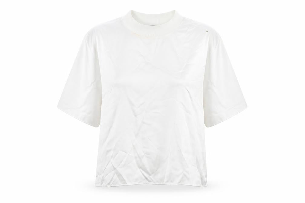 Zara Women's White Mock Neck T-Shirt, Size S