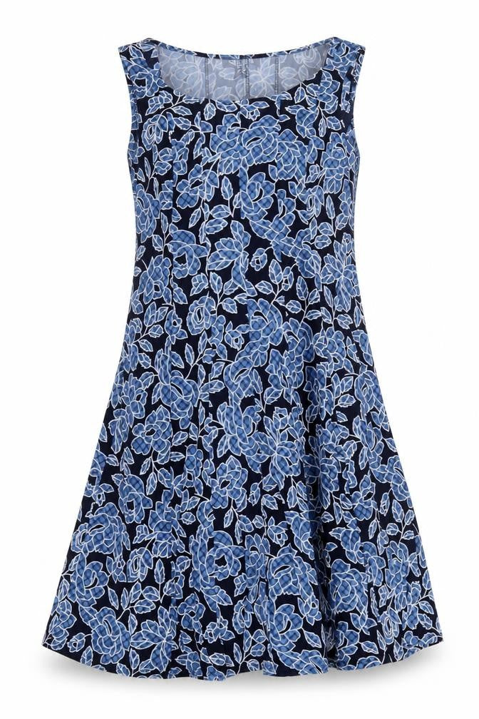 Perceptions Women's Blue Floral A-Line Dress UK 12