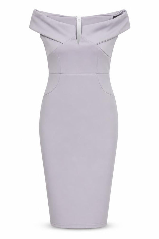 Missguided Women Off Shoulder Grey Pencil Dress UK 8
