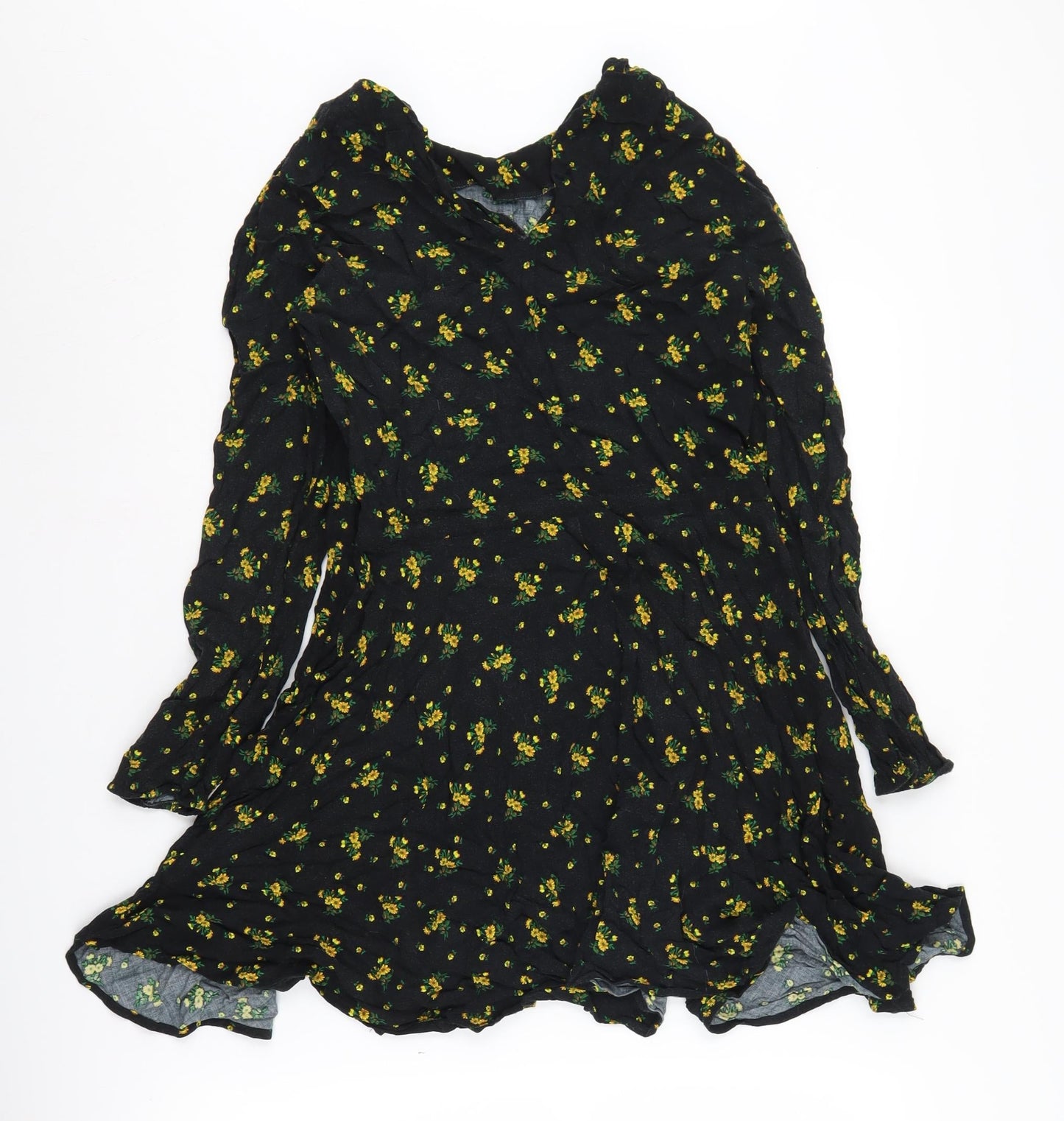 Warehouse Women's Black Floral Dress Size 8