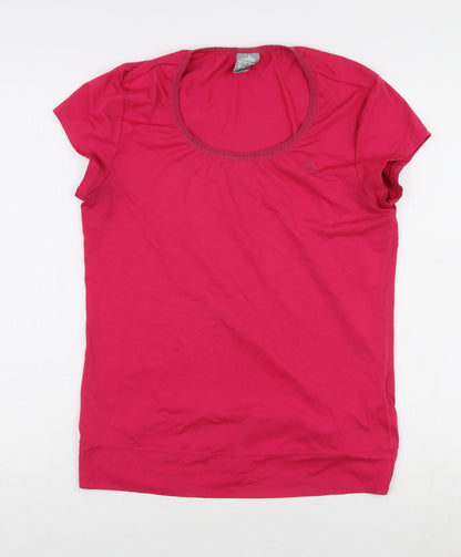 Additional front view of Adidas Pink Women's T-Shirt, size 14, Round Neck Basic