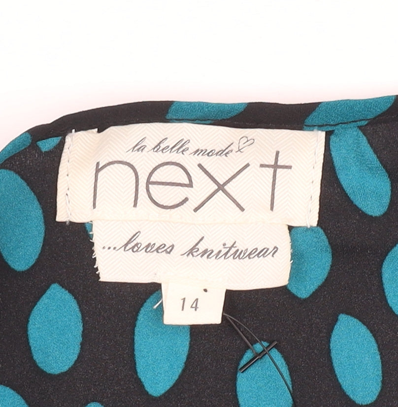 Next Women's Black Geometric Blouse, Size 14, Viscose Blend