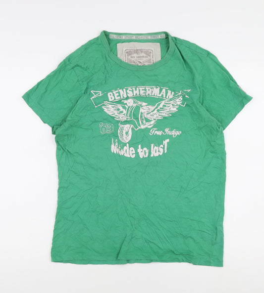 Ben Sherman Men's Green T-shirt, Size Medium.