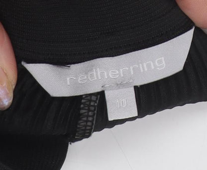 Close-up detail of Red Herring Women's Black Wide-Leg Trousers, size 10