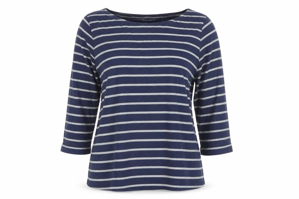 Crew Clothing Women's Blue Striped T-Shirt Size 10