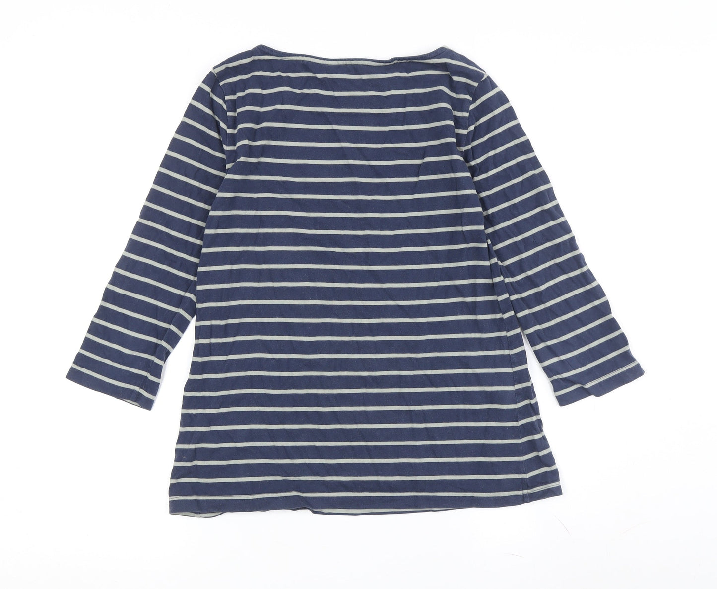 Crew Clothing Women's Blue Striped T-Shirt Size 10