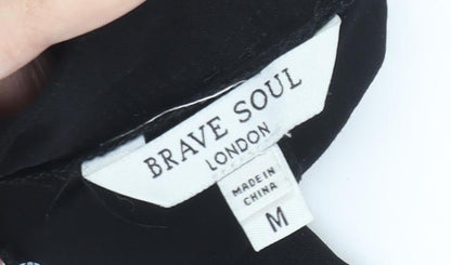 Brave Soul Women's Black Trousers, M, Button Closure