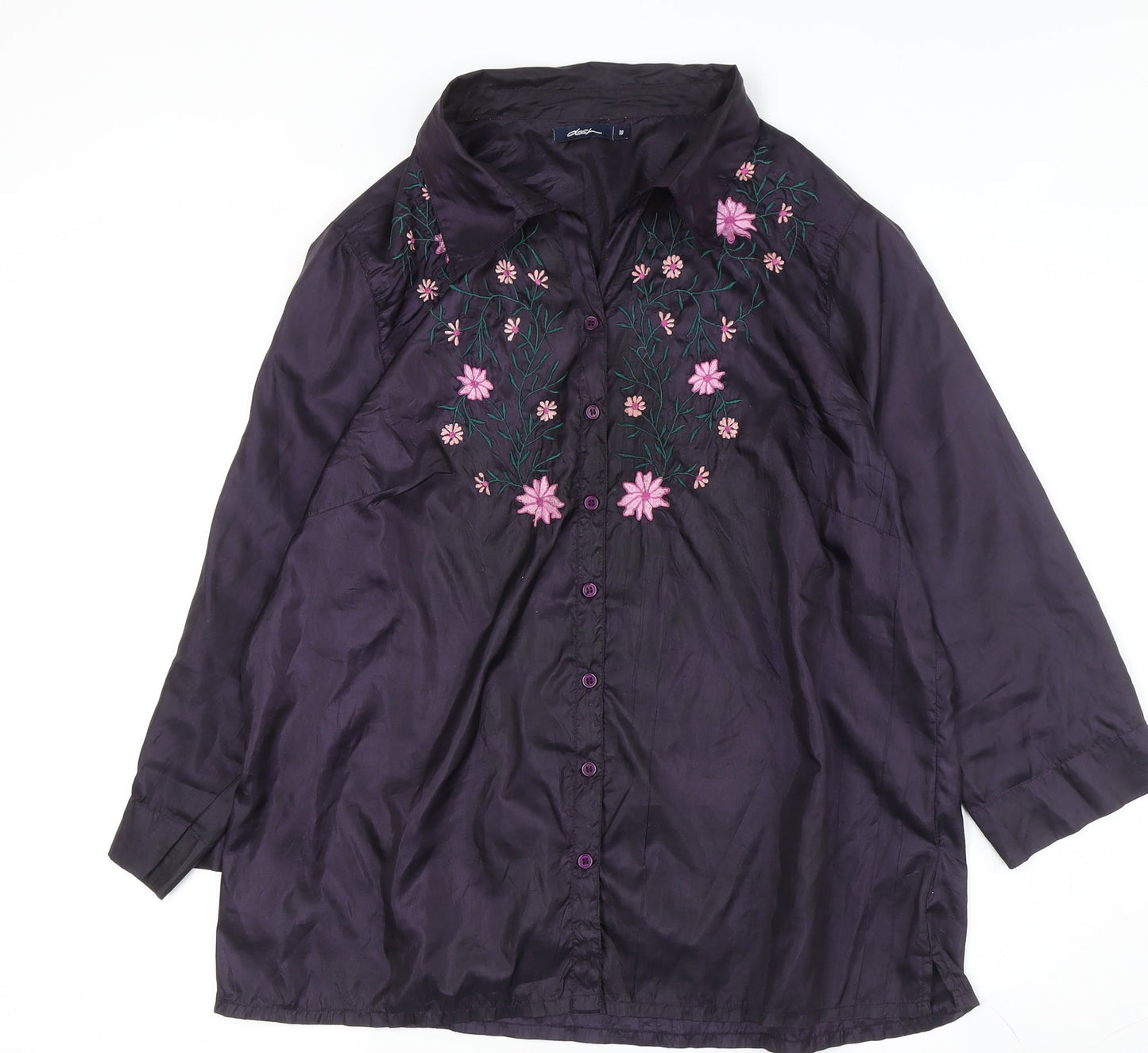 Dash Women's Purple Embroidered Tunic Blouse Size 18