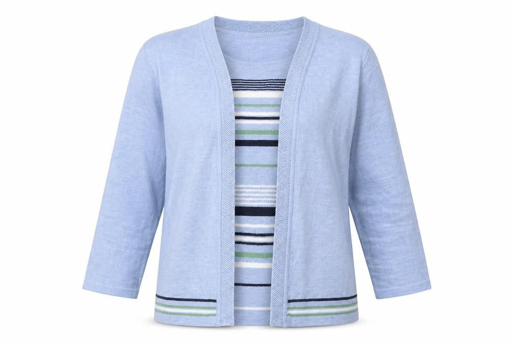 Honor Millburn Women's Blue Cardigan M Striped Acrylic