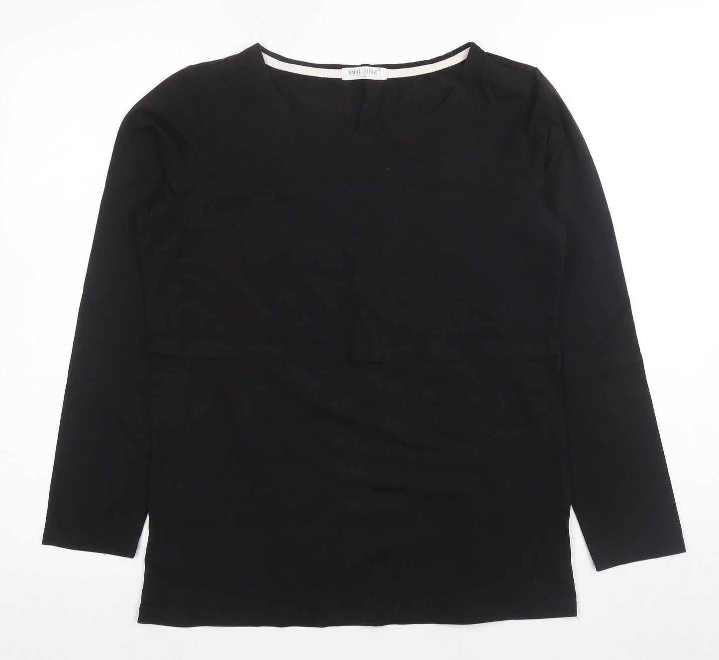 SMALLSHOW Women's Black M Round Neck Long Sleeve T-Shirt
