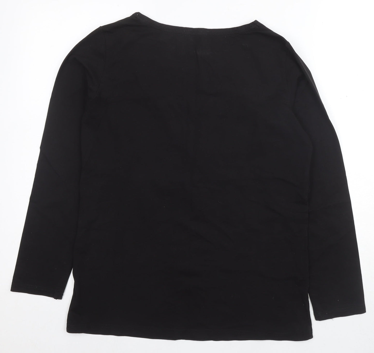 SMALLSHOW Women's Black M Round Neck Long Sleeve T-Shirt