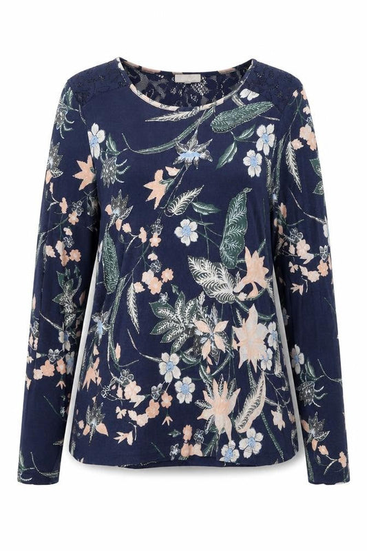 Olsen Women's Multicolour Floral Long Sleeve Top