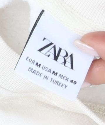 Zara Womens Ivory Pullover Sweatshirt, Size 12