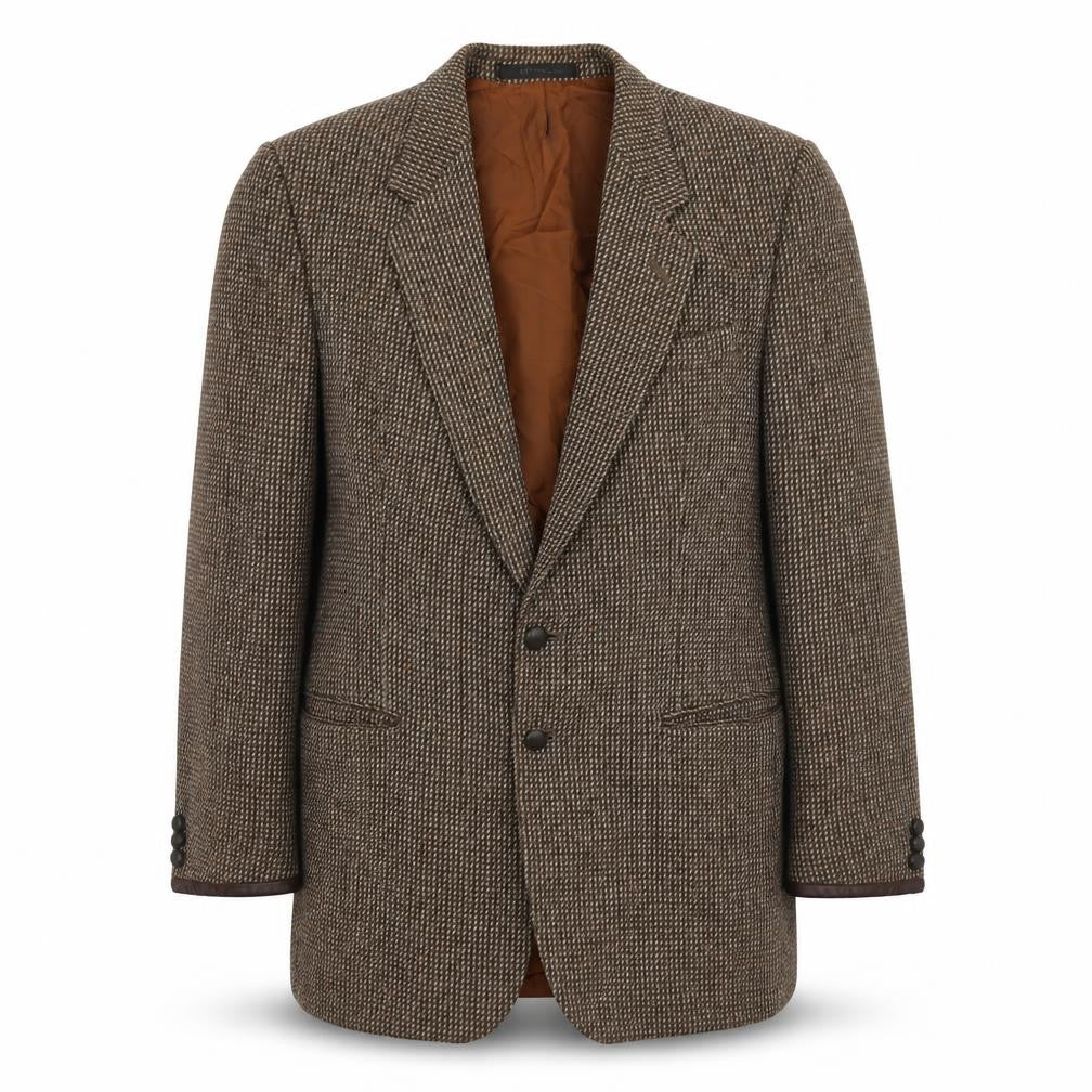 St Michael Men's Brown Wool Blazer, 44L Check Vintage Style