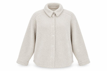 H&M Women's Beige Fleece Jacket M Button Casual
