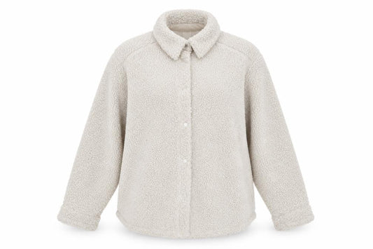 H&M Women's Beige Fleece Jacket M Button Casual