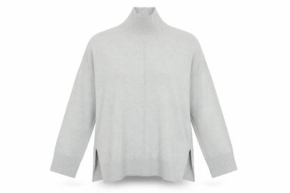 Front view of French Connection Women's Grey XL High Neck Jumper