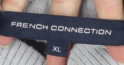 Close-up detail of French Connection Women's Grey XL High Neck Jumper