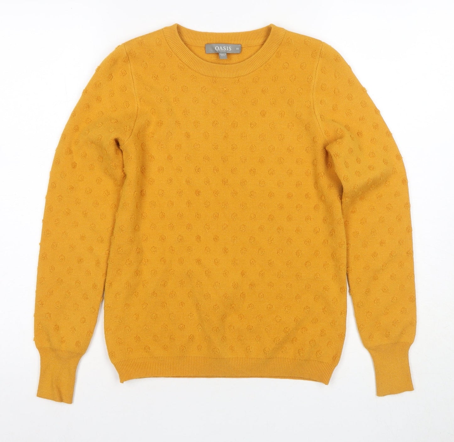 Oasis Women Yellow XS Knit Jumper Crew Neck Classic