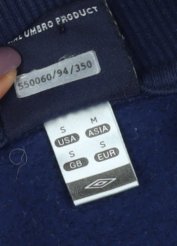 Close-up detail of Umbro boys’ blue full zip sweatshirt -, size S