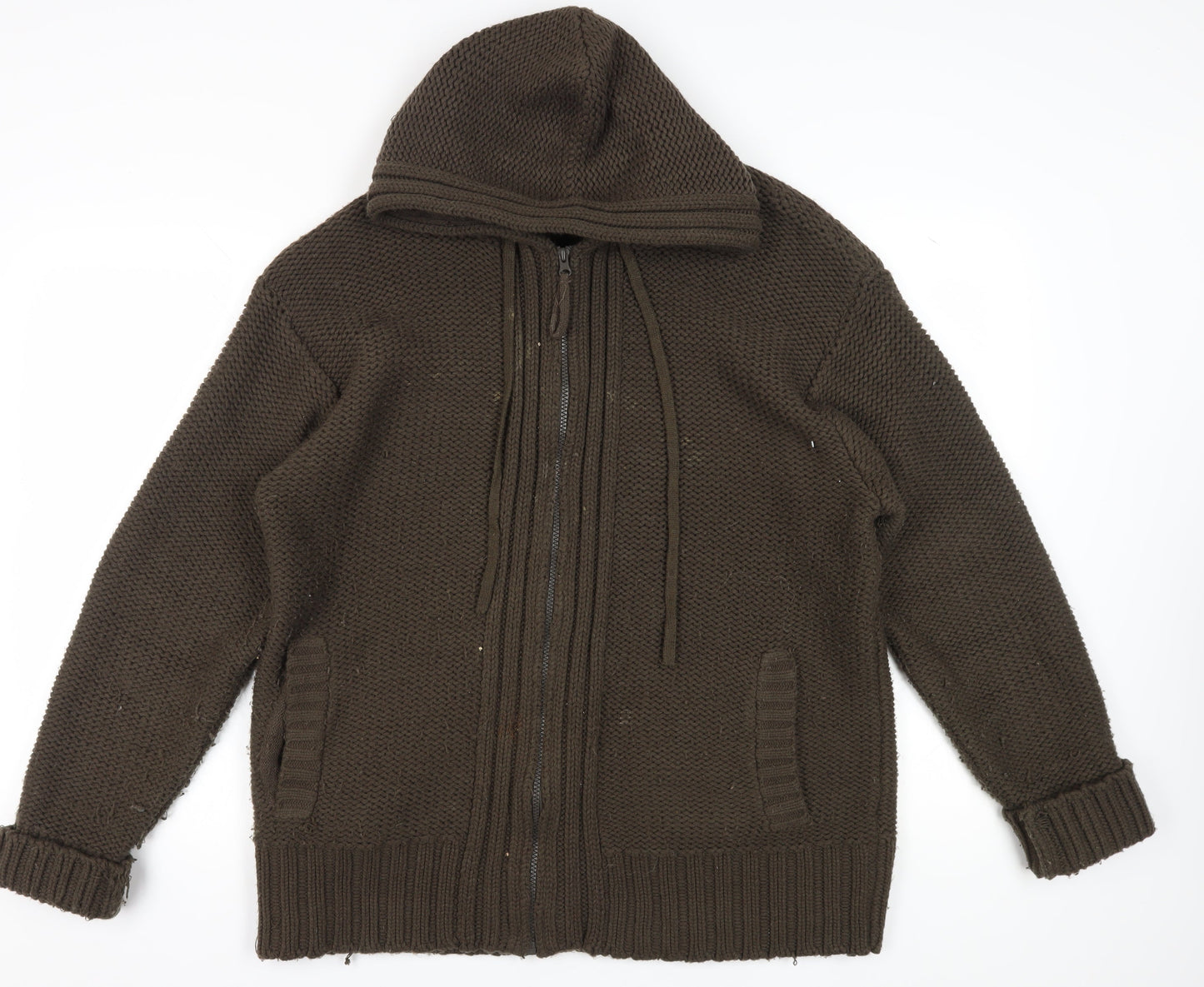 Peter Smith Men's Brown XL Chunky Full Zip Jumper
