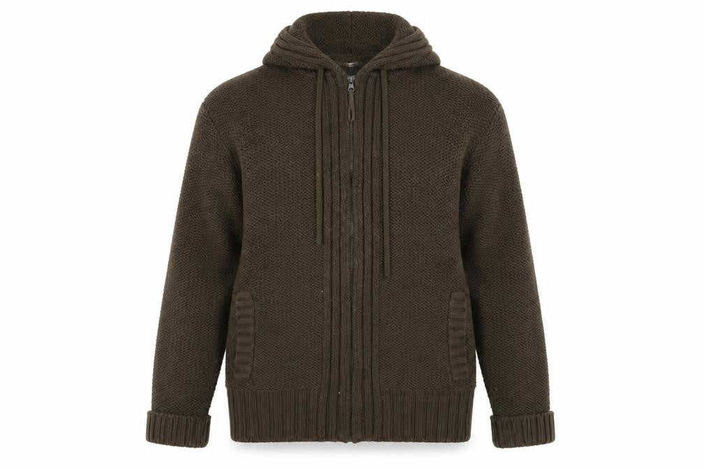 Peter Smith Men's Brown XL Chunky Full Zip Jumper