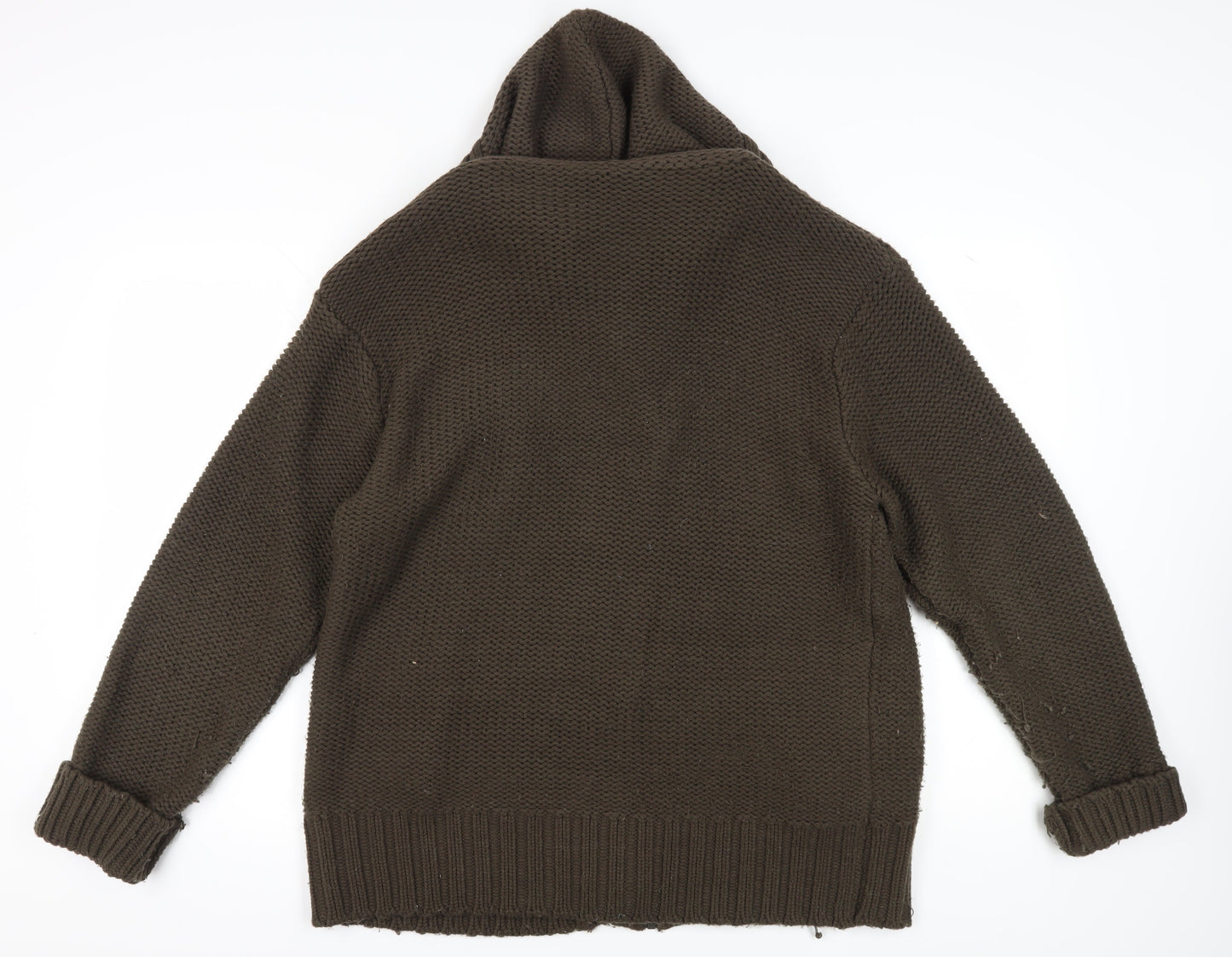 Peter Smith Men's Brown XL Chunky Full Zip Jumper