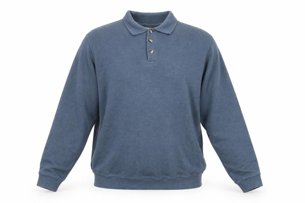 EWM Men's Blue Henley Sweatshirt - Size S
