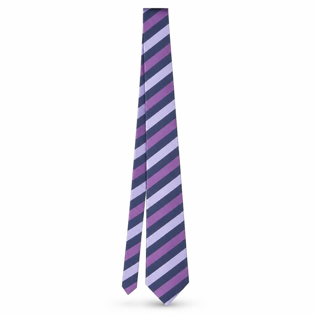 Savile Row Men's Purple Striped Silk Tie
