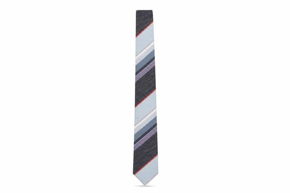 Town Talk Men's Blue Slim Striped Tie - Polyester