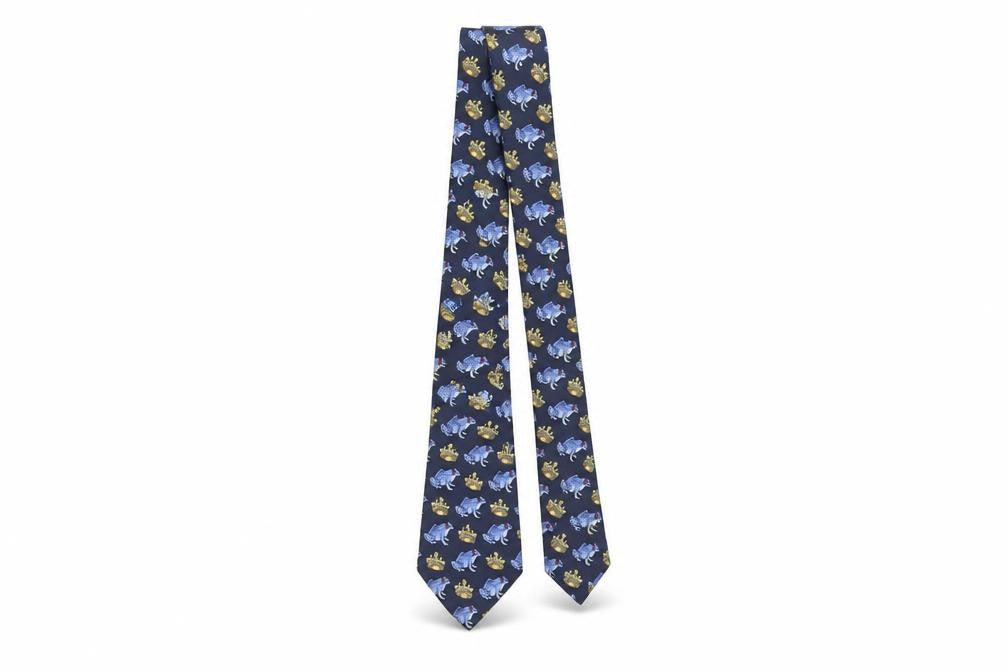 The Windsor Collection Men's Blue Silk Animal Print Tie