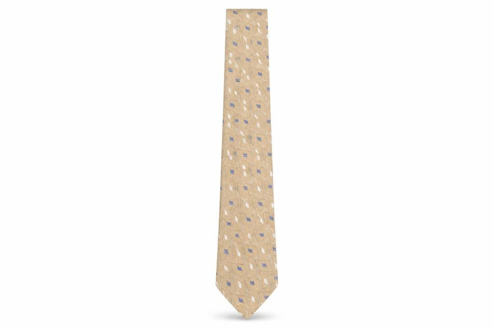 Atkinsons Men's Beige Silk Geometric Tie