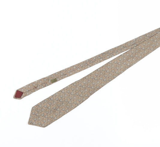 John Harmer Men's Beige Floral Silk Tie, Handmade