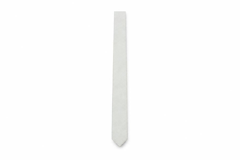 Café Coton Men's Beige Silk Slim Tie Geometric Pattern