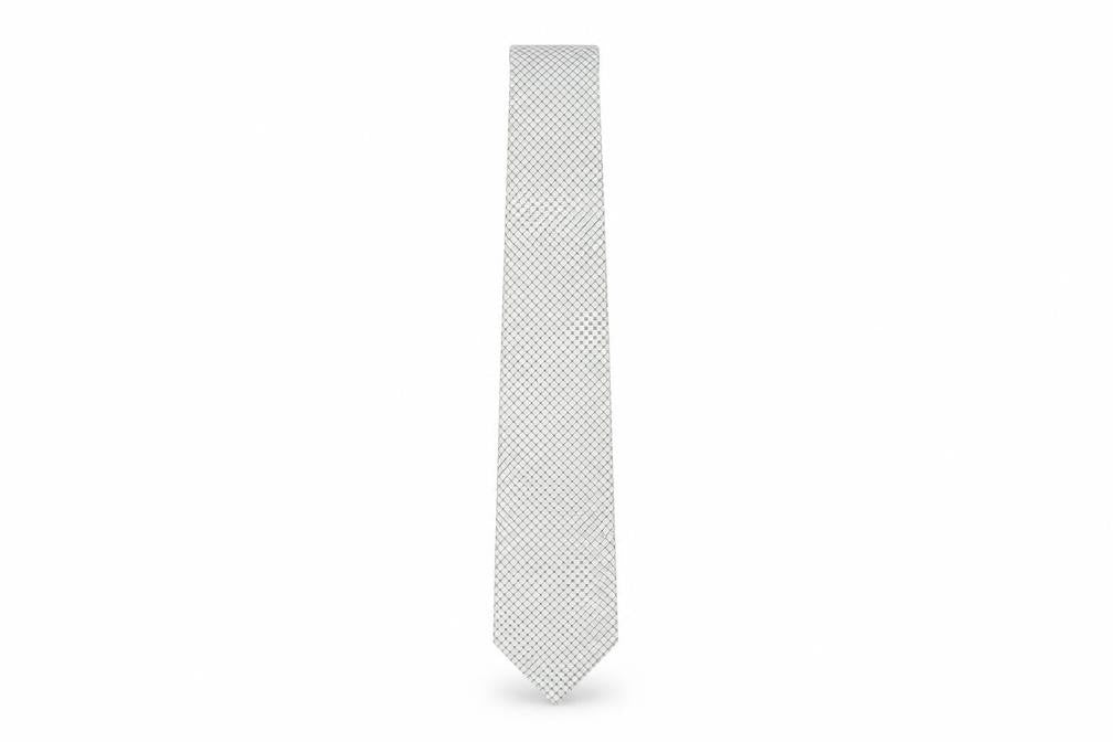 Daniel Valente Men's White Geometric Silk Tie