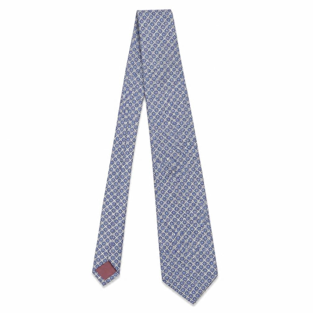 St Michael Men's Blue Silk Designer Geometric Tie