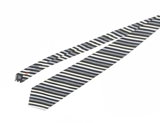 Racing Green Men's Black Striped Silk Tie