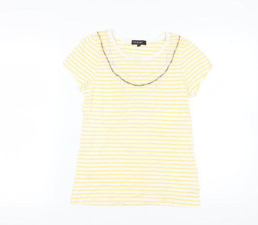 Marks and Spencer Women's Yellow Striped T-Shirt, Size 14