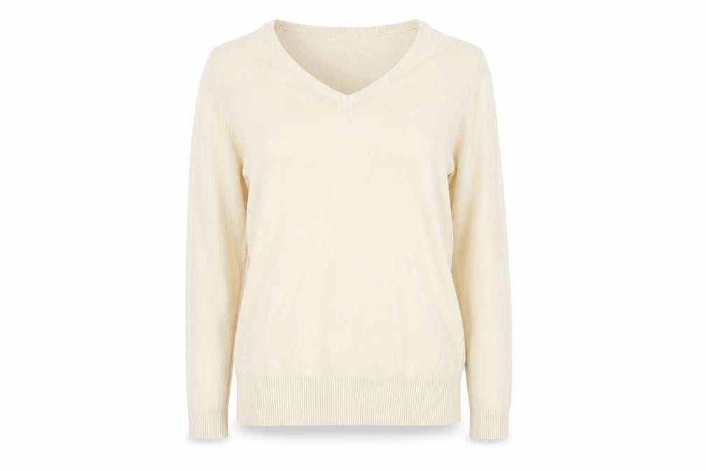 Bonprix Women’s Beige V-Neck Pullover Jumper Size 12