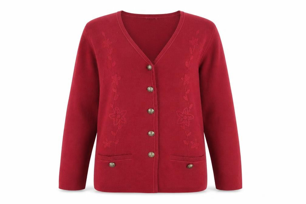 Eastex Women's Red V-Neck Cardigan Size 12