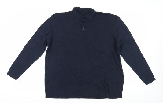 ASOS DESIGN Men's Blue Collared Knit Pullover Size L