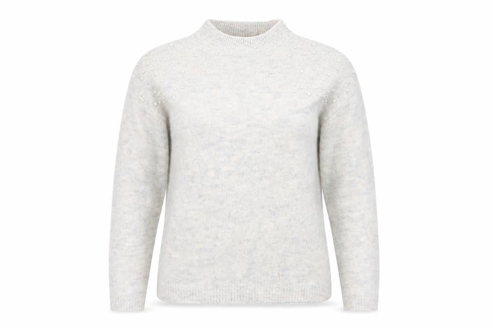 Next Women's Ivory Mock Neck Beaded Jumper Size 12