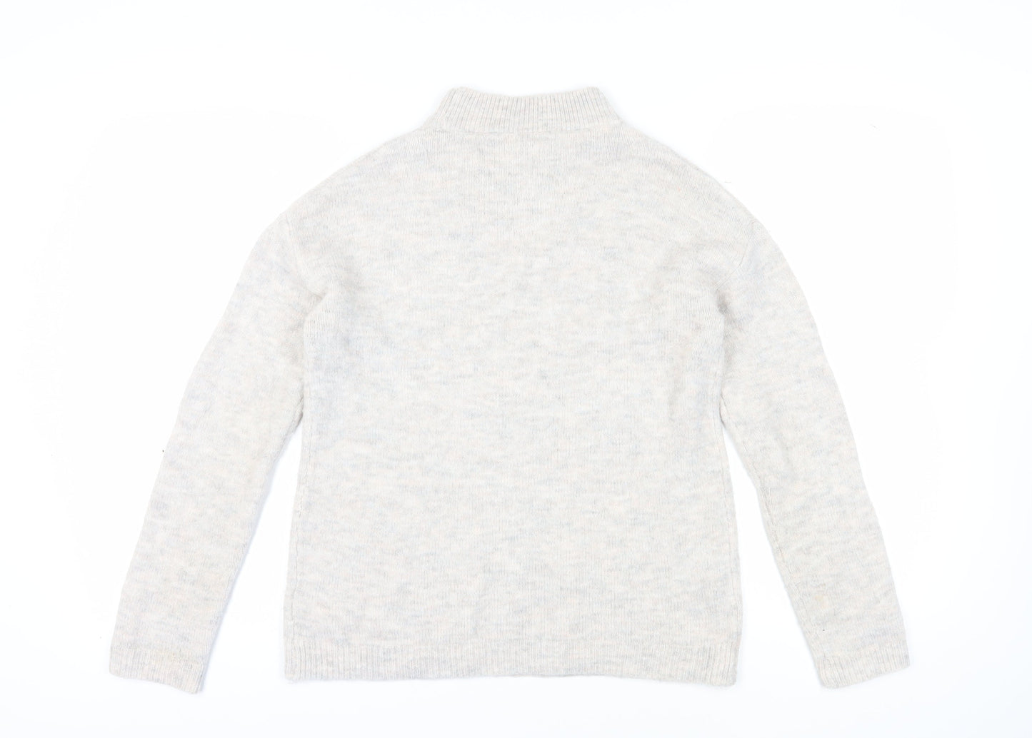 Next Women's Ivory Mock Neck Beaded Jumper Size 12