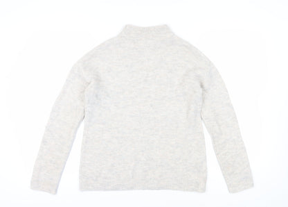 Next Women's Ivory Mock Neck Beaded Jumper Size 12