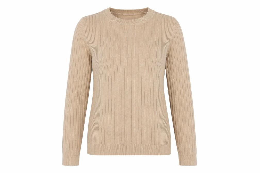 New Look Women's Beige Crew Neck Knit Pullover Size 12