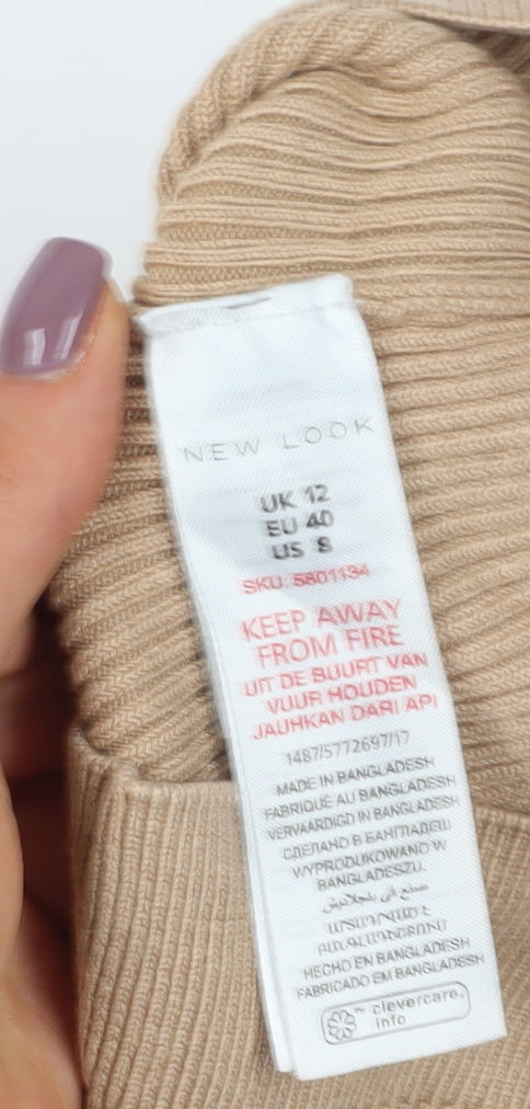New Look Women's Beige Crew Neck Knit Pullover Size 12