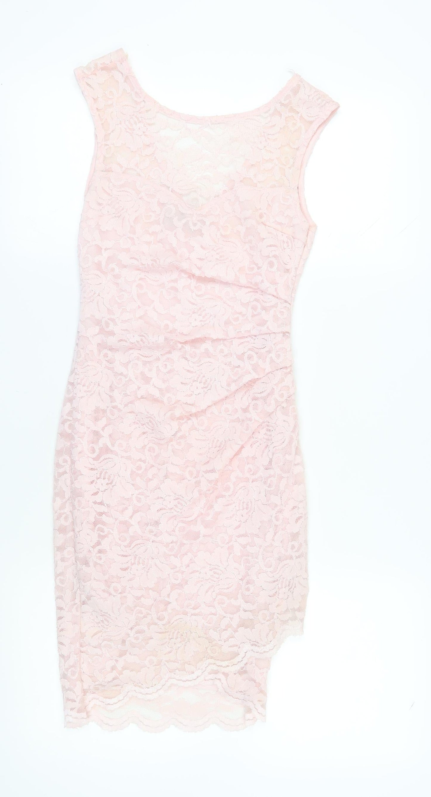 Lipsy Women’s Pink Lace Bodycon Dress Size 10